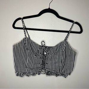 Full Tilt Plaid Black and White Cropped Tank Top sz L